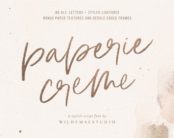 Paperie Creme Stylish Script Font | Handwritten Font, Hand Lettering, Brush Lettering, Cursive Font, Stylish Font, Beautiful Font