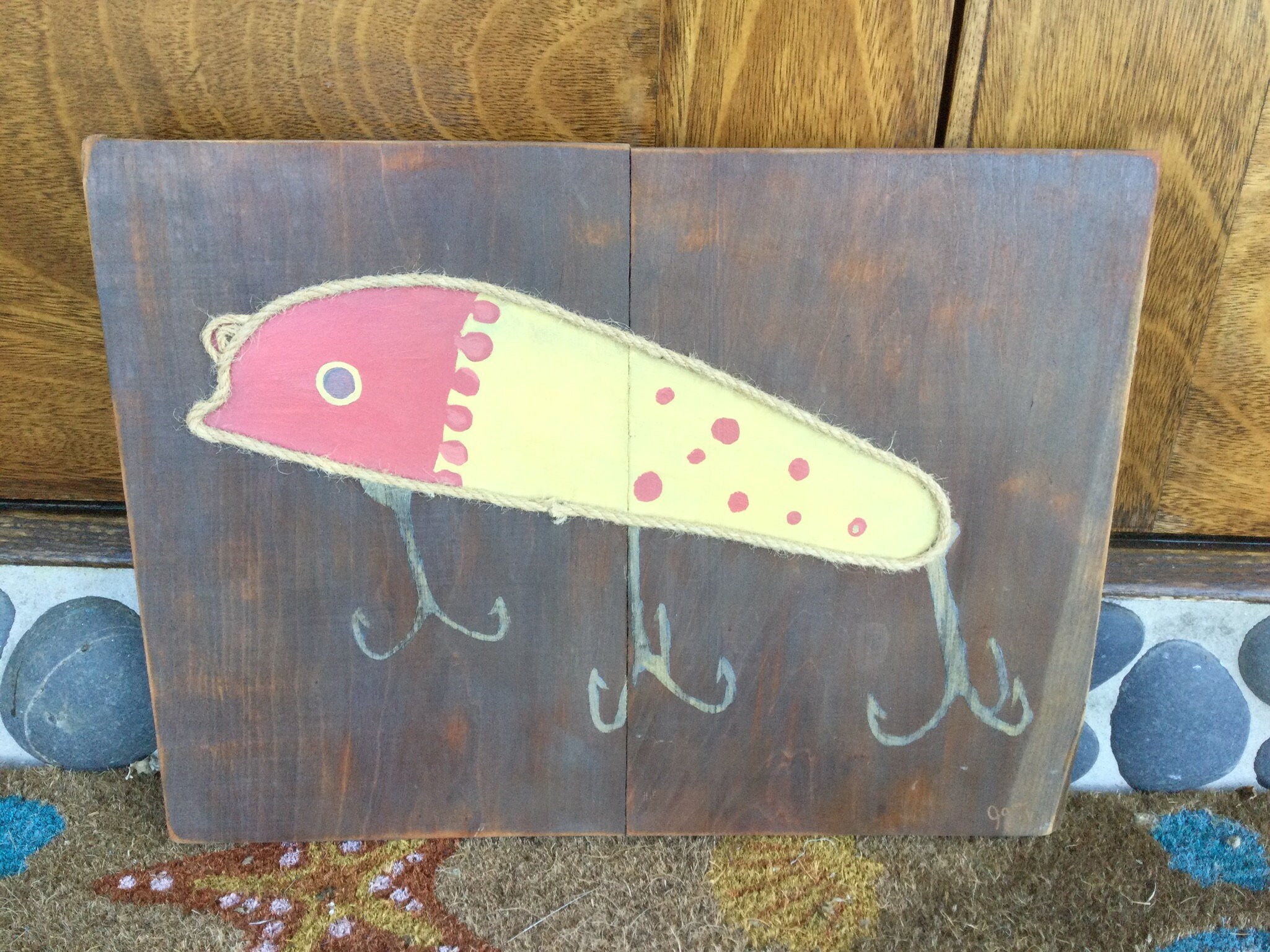 Fishing lure Wood Art. Old fish lure art. Beach wall decor. Etsy