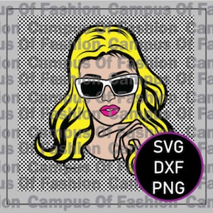 女性 | ロングヘア | ブロンドヘア | SVG | DXF | PNG | ベクターアート 商用および個人使用 | Cricut | シルエット | ScanNCut (1052)