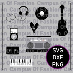 Music Instruments| Piano| Radio | SVG | DXF | PNG |  Vector Art Commercial & Personal Use | Cricut | Silhouette | ScanNCut (1017)