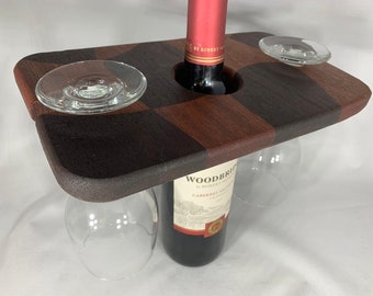 Crazy 2 glass wine holder in mahogany and walnut