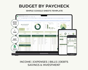 Paycheck budget Google Sheet, biweekly budget, simple budget planner, simple budget sheet, beginner budget, weekly budget, couples budget