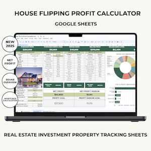 House Flipping Calculator, Google Spreadsheets Vastgoedbelegging, Fix and Flip, Real Estate Flipping, Renovatiebudget en -kosten