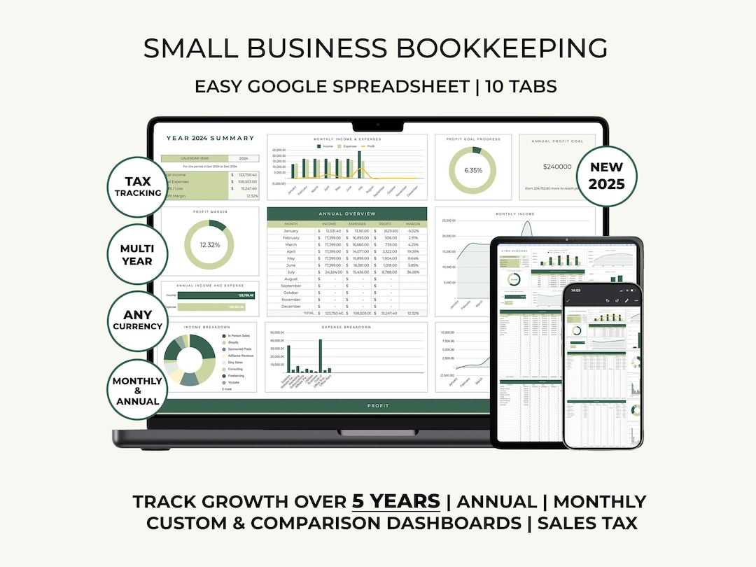 Small Business Bookkeeping Google Sheet, Tax Planning, Business Expense ...