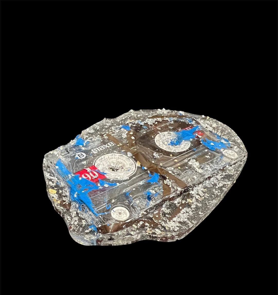 Handmade Cassette Tape Coaster With White Gold Leaf Foil and Acrylic - Etsy