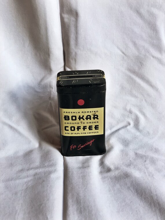 Vintage 1930s Bokar Coffee Tin Coin Bank Etsy