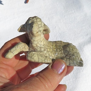 Easter lamb figurine, Raku lamb pottery, shabby white decor, Italy ceramic shop, handmade animal Art item, Spring unique gift for her woman