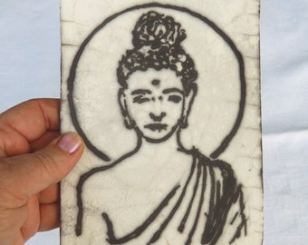Keramische Boeddha-tegel, boeddhistisch altaardecor, spirituele tantra-kunst, naakt Raku-aardewerk meditatie-instrument, Italië-winkel, uniek cadeau hem haar