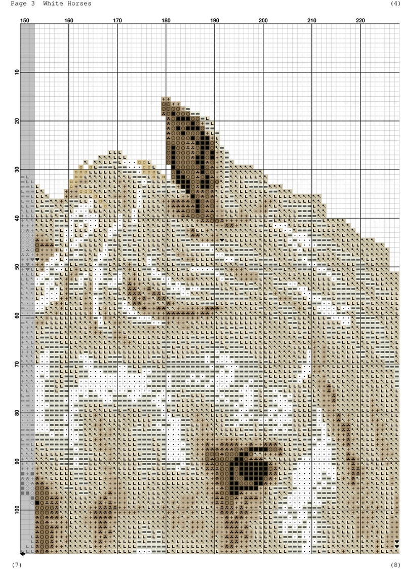 Digital Hand Embroidery Pattern #05030 Black White Pattern Best Gift White Horses Instant Download PDF Color Pattern