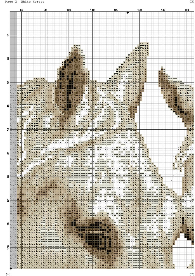 Digital Hand Embroidery Pattern #05030 Black White Pattern Best Gift White Horses Instant Download PDF Color Pattern