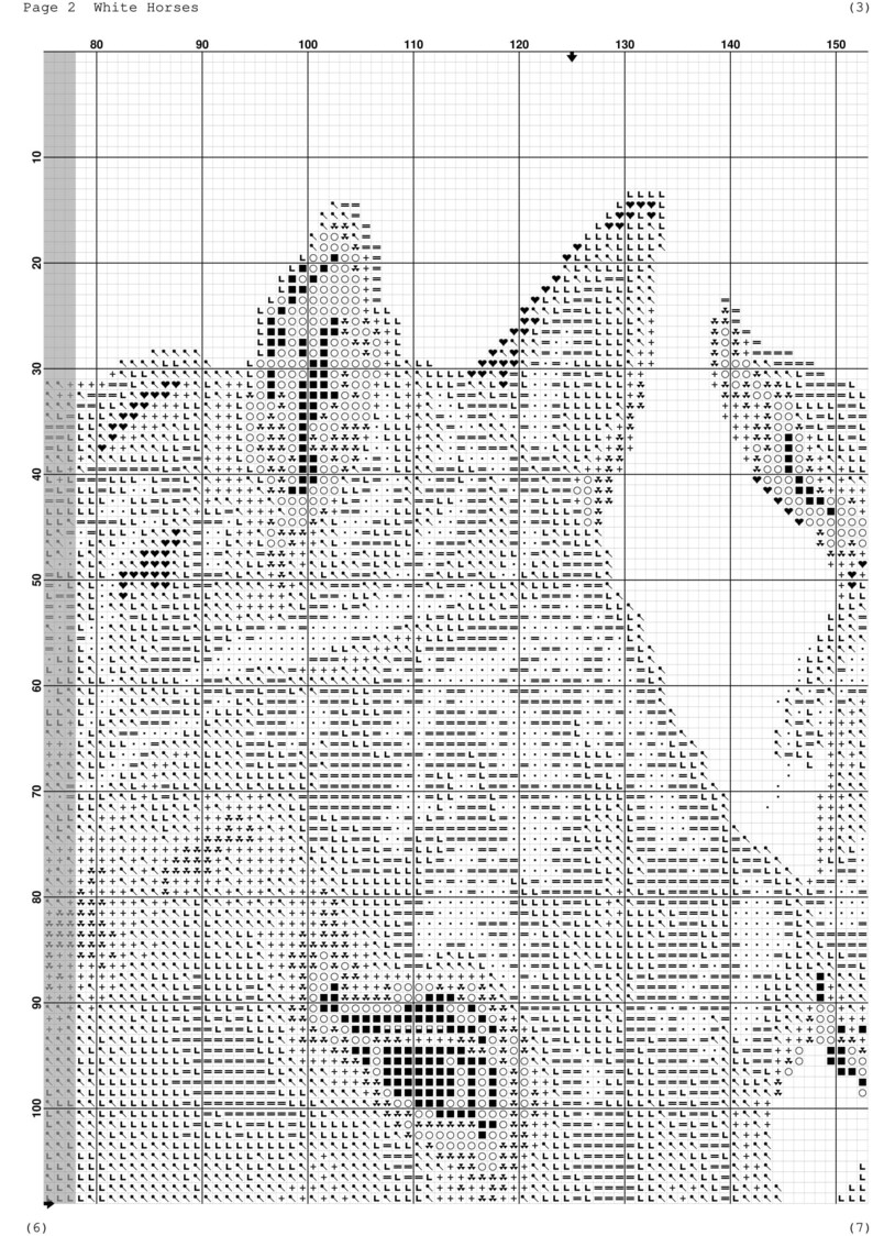 Digital Hand Embroidery Pattern #05030 Black White Pattern Best Gift White Horses Instant Download PDF Color Pattern
