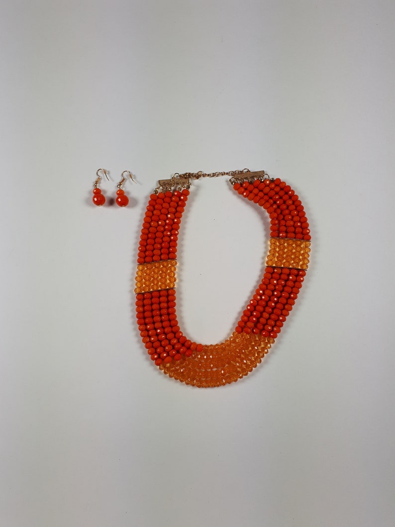 Orange Bead with Earrings Nigeria Africa Etsy