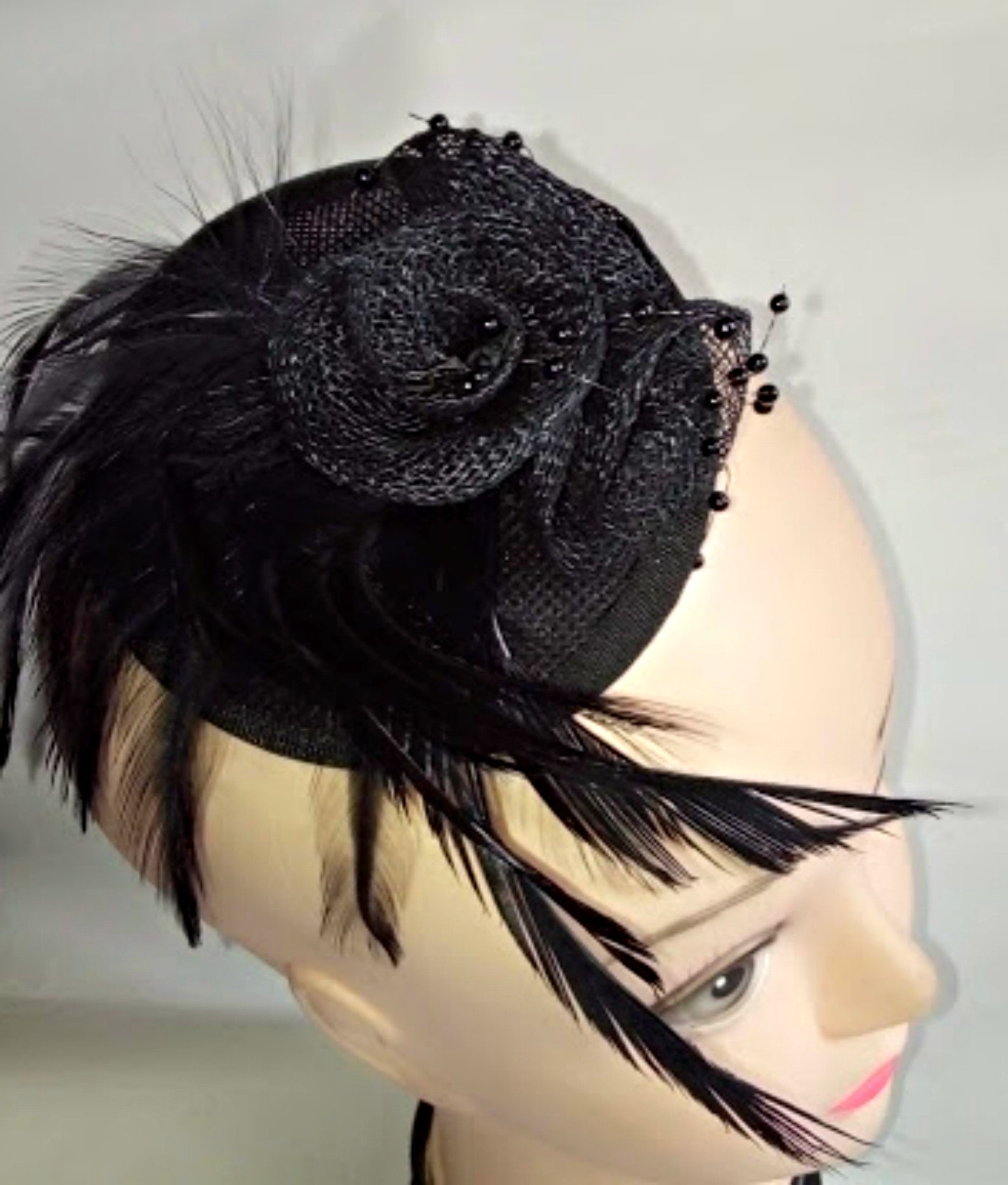 Black fascinator sale small fascinators fashionista Etsy