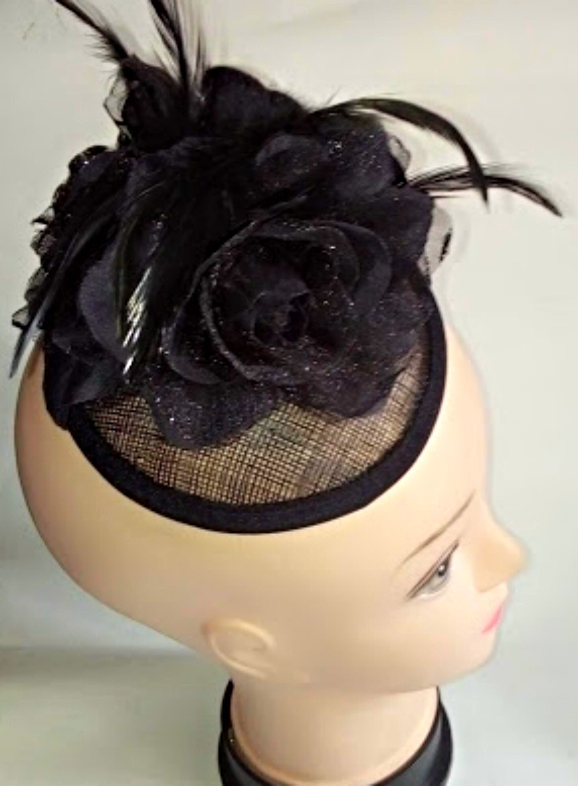 Black fascinator sale funeral hat asap fascinators Nairobi Etsy