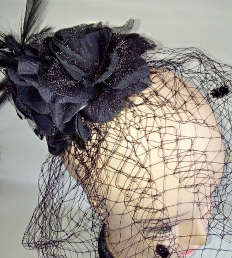 Black fascinator sale funeral fascinator fascinator with Etsy