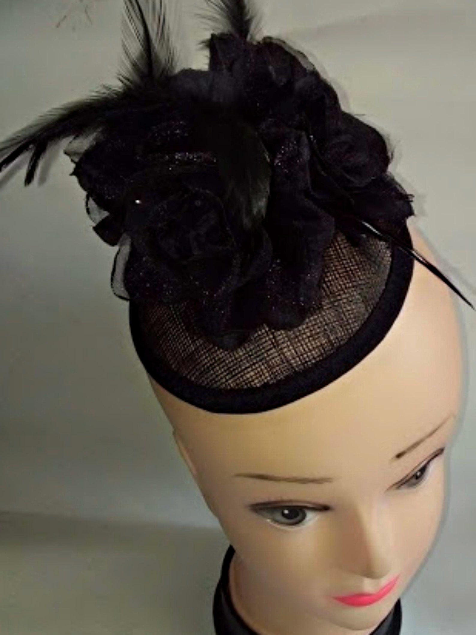 Black fascinator sale funeral hat asap fascinators Nairobi Etsy