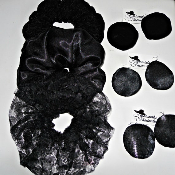 Black Scrunchies Velvet Scrunchies Satin Scrunchies Lace Etsy
