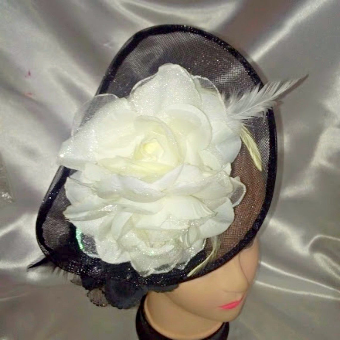 Unique fascinator sale gold silver black cream brown Etsy