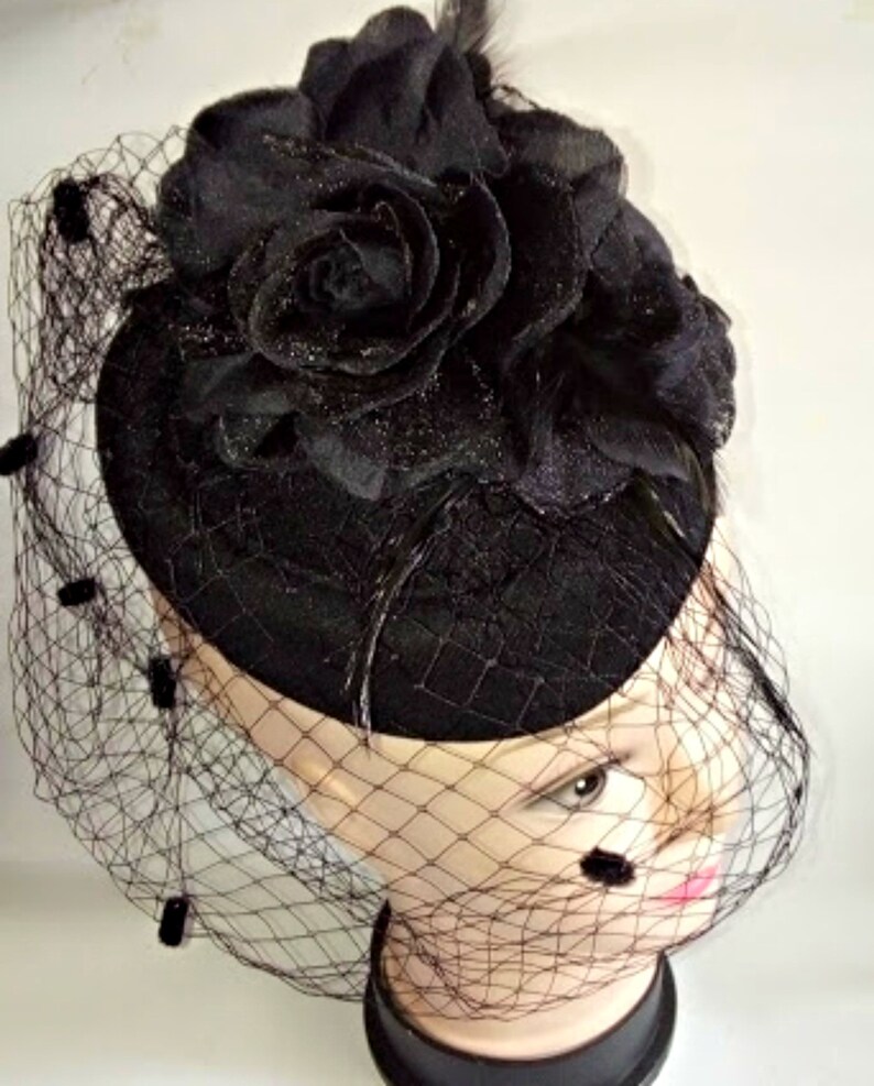 Black fascinator sale funeral fascinator fascinator with Etsy