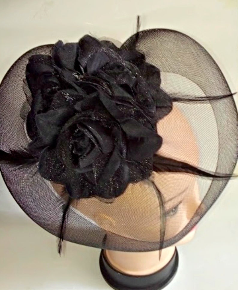 Black fascinator sale funeral fascinator fascinator with Etsy