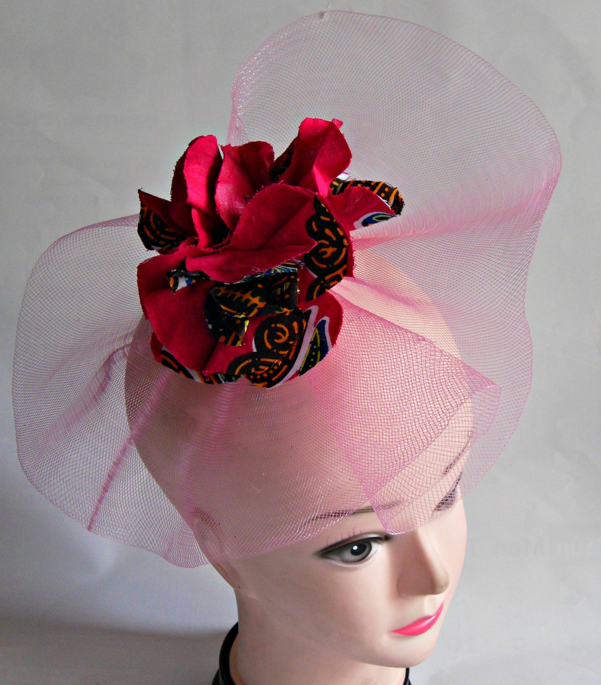 Ankara fascinators unique pink fascinator wedding Etsy