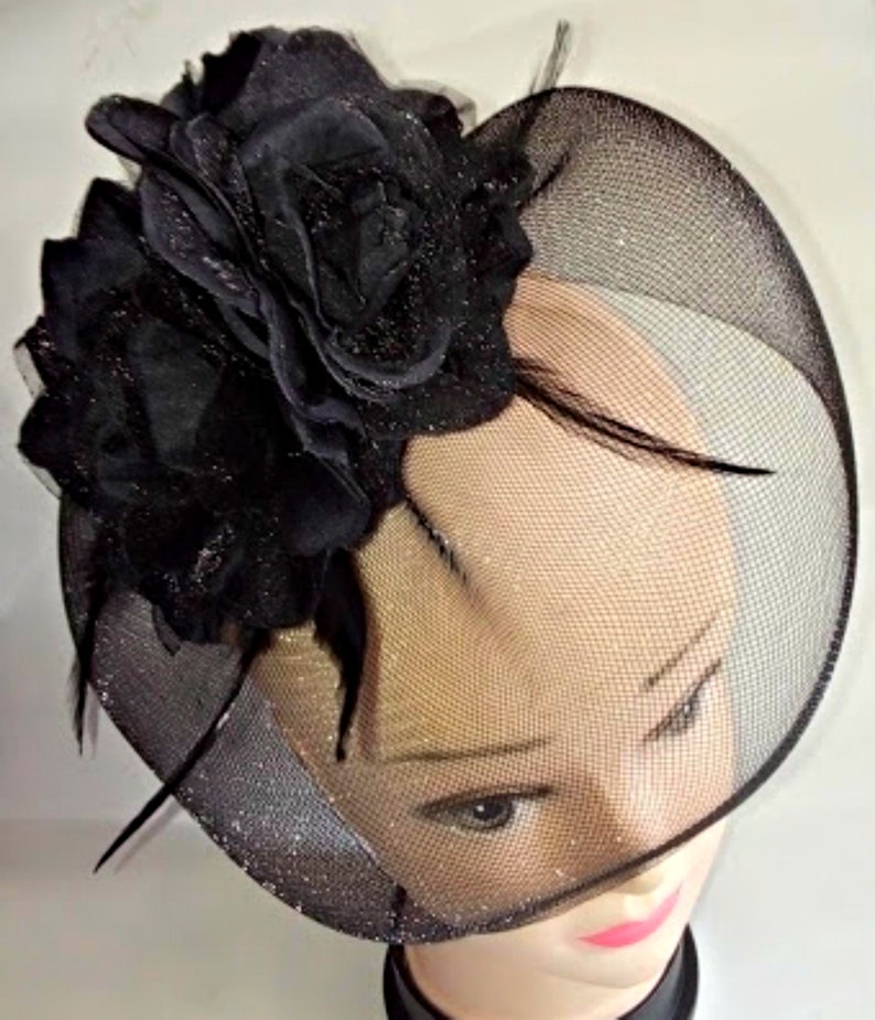 Black fascinator sale funeral fascinator fascinator with Etsy