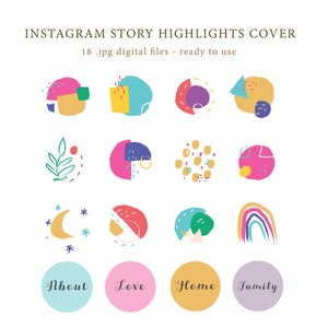 Boho Bright Rainbow instagram story highlight icons instagram highlight pastel clipart blog designer kit influenser and blogger branding kit