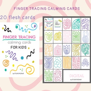 Finger Tracing Calming Cards, Printable Mindfulness, Flash Cards, Calm Down Corner Activity, Zen Zone, Meditation Activity, Kids Meditation