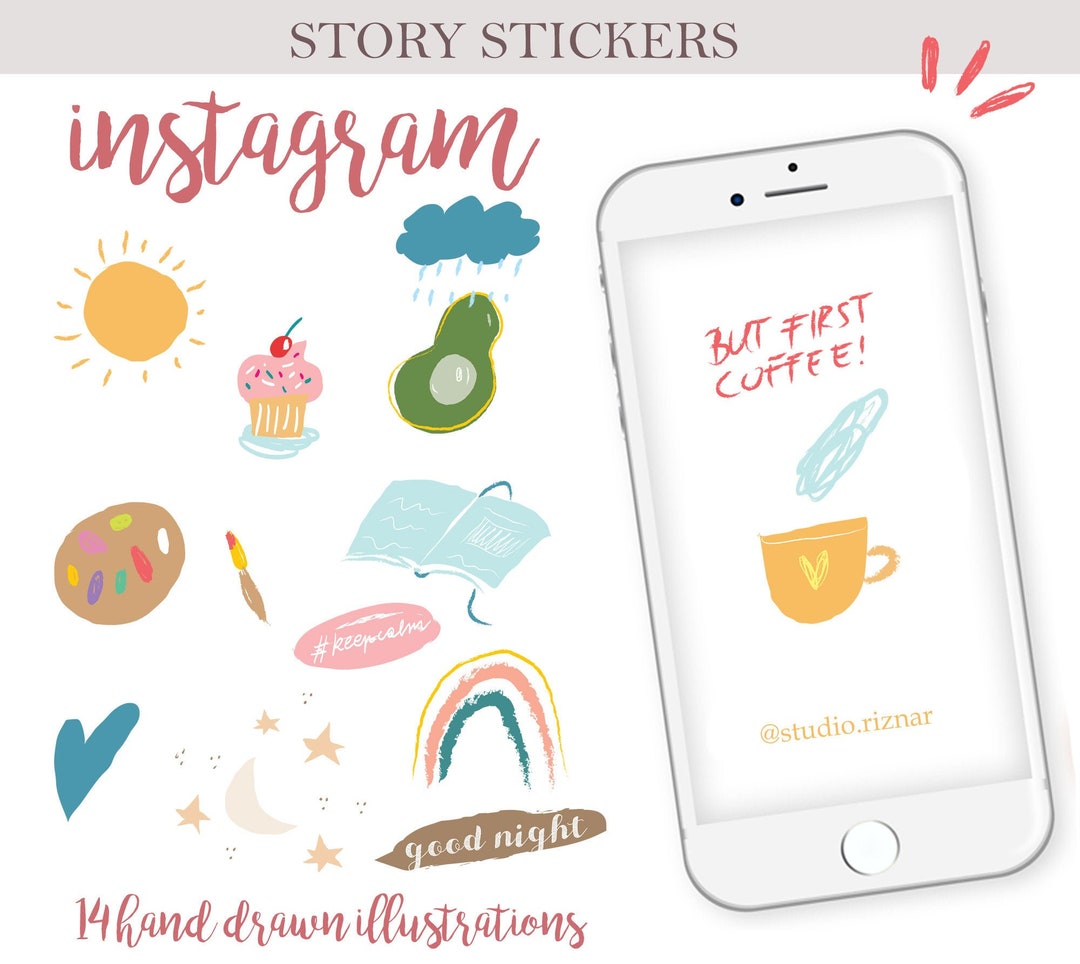 Instagram Sticker Happy Instagram Story Stickers Hand Drawn Stickers Instagram - Etsy