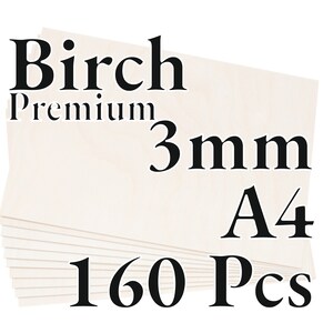 40 Pcs x 3mm PREMIUM Birch Baltic Plywood Wood Panel Laser / CNC / Painting 60x40cm Onlywood 160 Pcs - A4