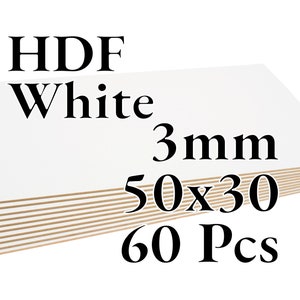 70 Pcs x 3mm HDF blanc Panneaux de fibres Laser / CNC / Peinture A3 Onlywood 60 Pcs - 50x30