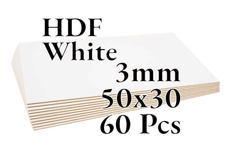 70 Pcs x 3mm HDF blanc Panneaux de fibres Laser / CNC / Peinture A3 Onlywood 60 Pcs - 50x30