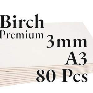 40 Pcs x 3mm PREMIUM Birch Baltic Plywood Wood Panel Laser / CNC / Painting 60x40cm Onlywood 80 Pcs - A3