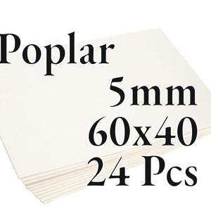 24 Pcs x 5mm - PREMIUM Poplar Plywood - Wood Panel - Laser / CNC / Painting - 60 cm x 40 cm - Onlywood