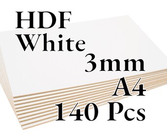 140 Pcs x 3mm - HDF blanc - Panneau de fibres - Laser / CNC / Peinture - A4 - Onlywood