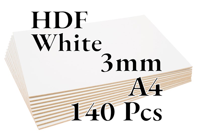 70 Pcs x 3mm HDF blanc Panneaux de fibres Laser / CNC / Peinture A3 Onlywood 140 Pcs - A4