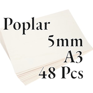 48 Pcs x 5mm - PREMIUM Poplar Plywood - Wood Panel - Laser / CNC / Painting - A3 - Onlywood