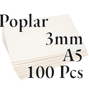100 Pcs x 3mm - PREMIUM Poplar Plywood - Wood Panel - Laser / CNC / Painting - A5 - Onlywood