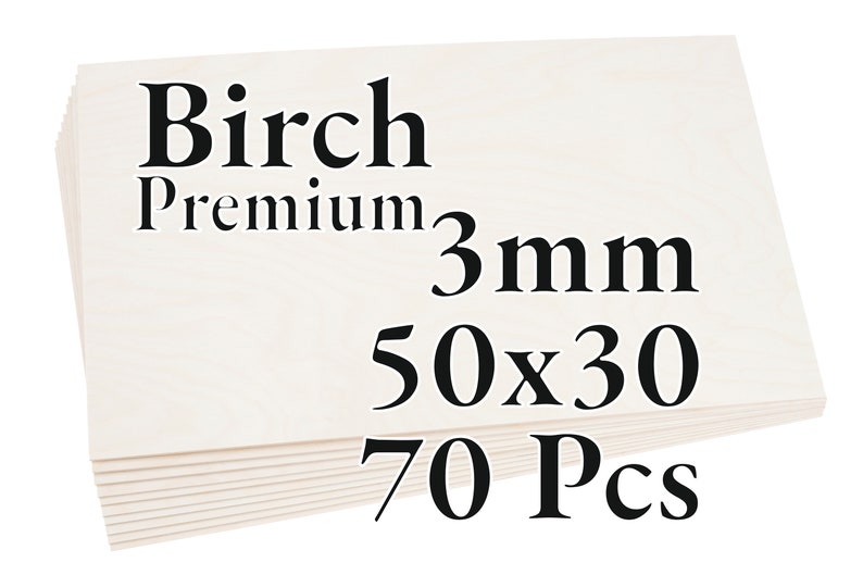 40 Pcs x 3mm PREMIUM Birch Baltic Plywood Wood Panel Laser / CNC / Painting 60x40cm Onlywood 70 Pcs - 50x30cm