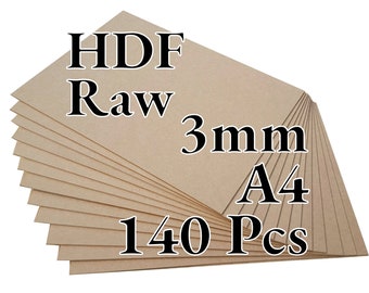 140 Pcs x 3mm - Rohes HDF - Hartfaserplatte - Laser / CNC / Malerei - A4 - Onlywood