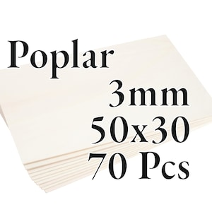 70 Pcs x 3mm - PREMIUM Poplar Plywood - Wood Panel - Laser / CNC / Painting - 50 cm x 30 cm - Onlywood