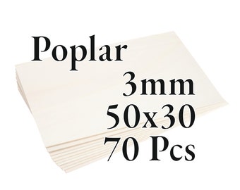 70 Stück x 3 mm – PREMIUM Pappelsperrholz – Holzplatte – Laser/CNC/Lackierung – 50 cm x 30 cm – Onlywood