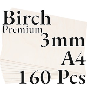 160 stuks x 3 mm - PREMIUM berken Baltisch multiplex - Houten paneel - Laser / CNC / Schilderij - A4 - Onlywood