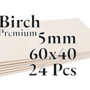 24 Pcs x 5mm - PREMIUM Birch Baltic Plywood - Wood Panel - Laser / CNC / Painting - 60x40 - Onlywood