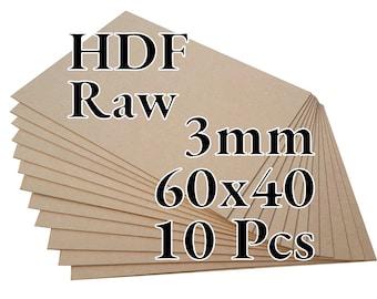 10 Pcs x 3mm - HDF brut - Panneaux de fibres - Laser / CNC / Peinture - 60x40 - Onlywood