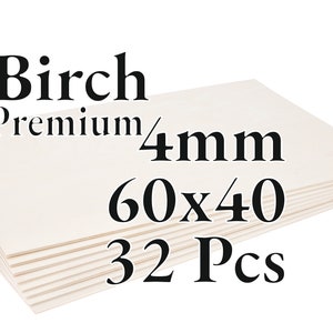32 Pcs x 4mm - PREMIUM Birch Baltic Plywood - Wood Panel - Laser / CNC / Painting - 60x40 - Onlywood