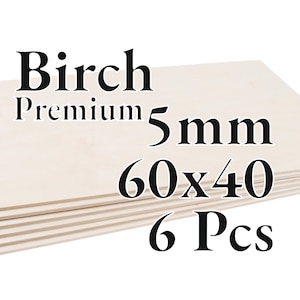 6 Pcs x 5mm - PREMIUM Birch Baltic Plywood - Wood Panel - Laser / CNC / Painting - 60x40 - Onlywood