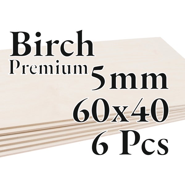 6 x 5 mm - Contreplaqué de bouleau balte PREMIUM - Panneau de bois - Laser / CNC / Peinture - 60 x 40 - Onlywood