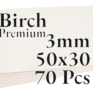 70 Pcs x 3mm - PREMIUM Birch Baltic Plywood - Wood Panel - Laser / CNC / Painting - 50x30cm - Onlywood