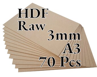 70 Pcs x 3mm - Rohe HDF - Hartfaserplatte - Laser / CNC / Malerei - A3 - Onlywood